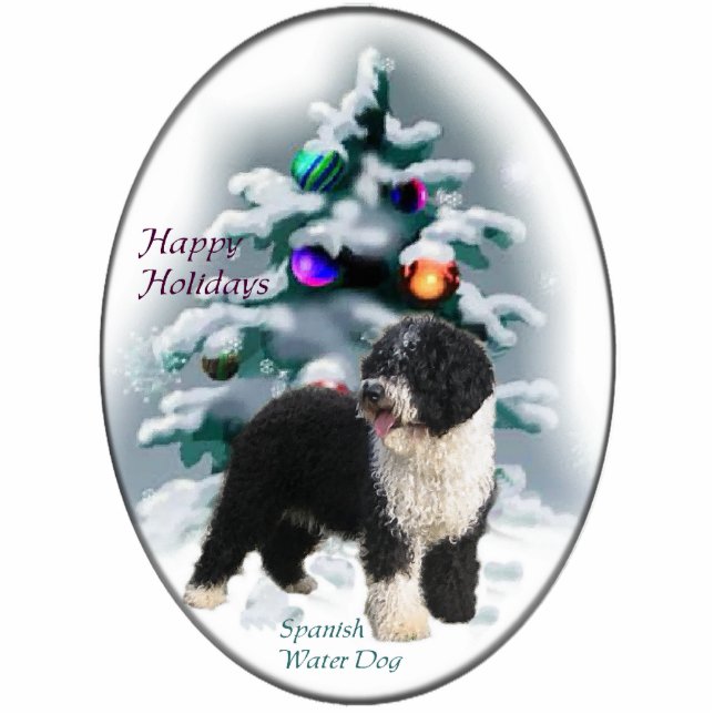 Spaans Ornament voor kerstcadeautjes met waterhond Fotobeeldje Ornament (Voorkant)