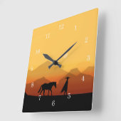 Spaans paard en Man Silhouette Clock op zonsonderg Vierkante Klok (Hoek)