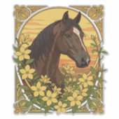 Spaans paardenras omgeven door gele jasmijn sticker (Voorkant)