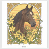 Spaans paardenras omringd door gele jasmijn sticker (Vel)