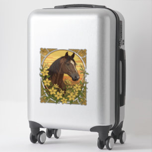 Spaans paardenras omringd door gele jasmijn sticker