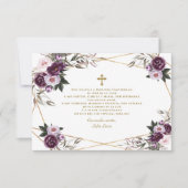 Spaans Paars Floral Gracias Con Oración Bautizo Bedankkaart (Voorkant)