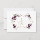 Spaans Paars Floral Gracias Con Oración Bautizo Bedankkaart (Achterkant)