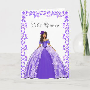  Spaans Paars Quinceanera Dress Birthday Kaart