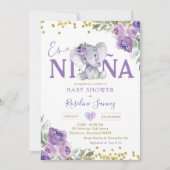 Spaans Paarse Olifant Es Niña Baby shower Kaart (Voorkant)