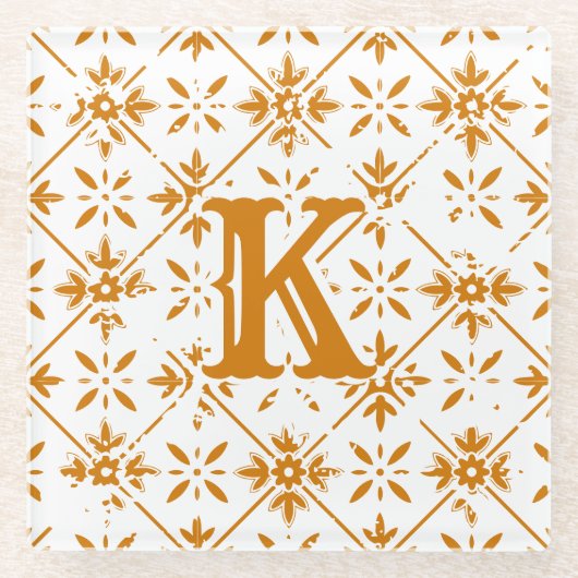 Spaans Patroon Noodlijdende Tegel | Glazen Onderzetter (Voorkant)