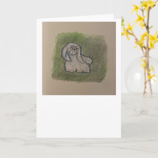 Spaans pekinees Wenskaart Kaart (Gele Bloem)