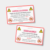 Spaans pinda allergie alert chef Kaart Badge (Voor- en achterkant)