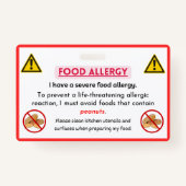 Spaans pinda allergie alert chef Kaart Badge (Achterkant)
