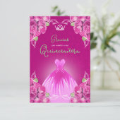 SPAANS PINK ROSES QUINCEAÑERA | BEDANKKAART (Staand voorkant)