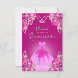 SPAANS PINK ROSES QUINCEAÑERA | BEDANKKAART