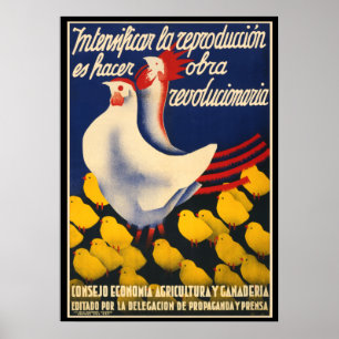 Spaans Poster voor de Burgeroorlog Kip Propoganda