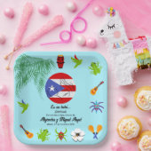 Spaans Puerto Ricaans Boricua Blue Boy Baby shower Papieren Bordje (Feest)