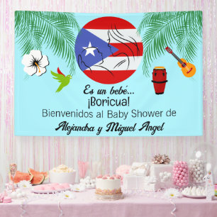 Spaans Puerto Ricaans Boricua Blue Boy Baby shower Spandoek
