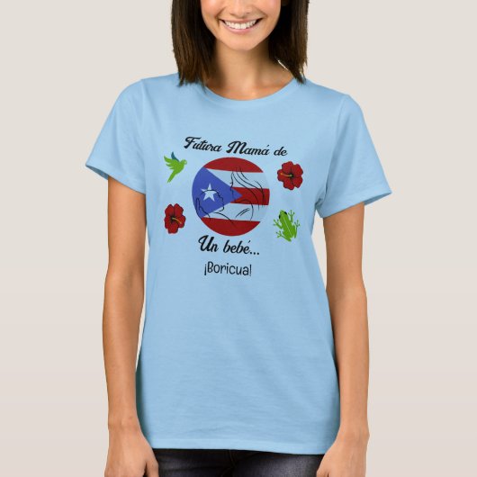 Spaans Puerto Rico Boricua Boy Baby shower Mom T-shirt (Voorkant)
