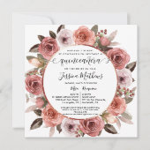 Spaans, Quinceanera Blush Bloemen Roos Gouden Bloe Kaart (Voorkant)
