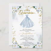 Spaans Quinceanera Invitation Blue Floral Dress Kaart (Voorkant)