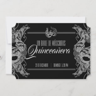 SPAANS quinceañera MASQUERADE zwart wit Kaart