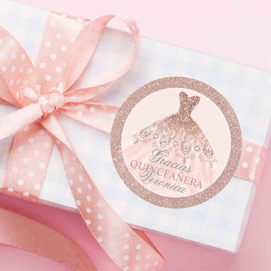 Spaans Quinceañera Mis Quince Pink Rose Hartelijk  Ronde Sticker
