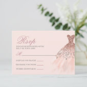 Spaans Quinceañera Mis Quince Pink Rose RSVP (Staand voorkant)