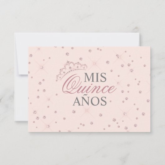 Spaans Quinceañera Mis Quince Pink Rose RSVP (Achterkant)