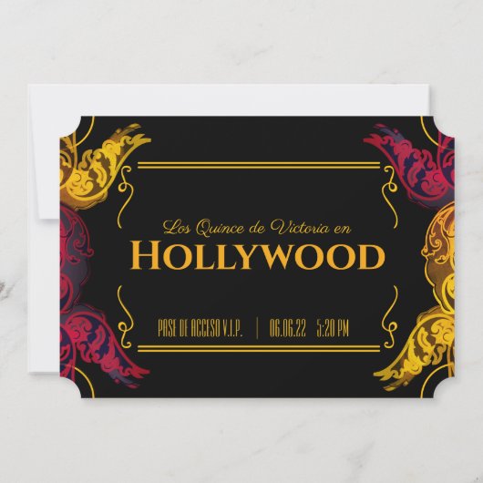 SPAANS quinceañera oude HOLLYWOOD BIRTHDAY-ticket Kaart (Achterkant)