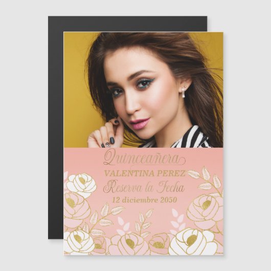 Spaans Quinceanera Save the Date Reserva la Fecha (Voorkant / Achterkant)