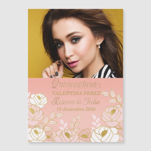 Spaans Quinceanera Save the Date Reserva la Fecha (Voorkant)