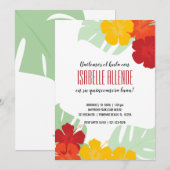 SPAANS quinceañera TROPICAL LUAU red floral Kaart (Voorkant / Achterkant)