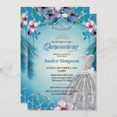 Spaans Quinceañera veer Dream catcher roze Inv Kaart (Voorkant / Achterkant)