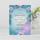 Spaans Quinceañera veer Dream catcher roze Inv Kaart (Staand voorkant)