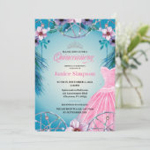 Spaans Quinceañera veer Dream catcher roze Inv Kaart (Staand voorkant)