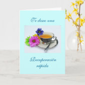 Spaans: Recuperación- taza de té / Get well Kaart (Gele Bloem)