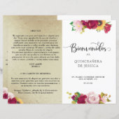 Spaans "Red Gold Yellow Floral Quinceanera"-progra (Voorkant / Achterkant)
