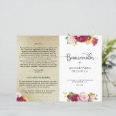 Spaans "Red Gold Yellow Floral Quinceanera"-progra (Staand voorkant)