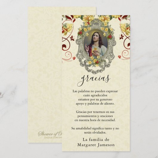 Spaans Religieus begrafenis heilig hart Jezus Bedankkaart (Voorkant / Achterkant)