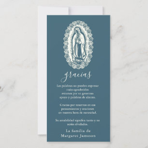 Spaans Religieuze begrafenis Guadalupe Dank u Bedankkaart