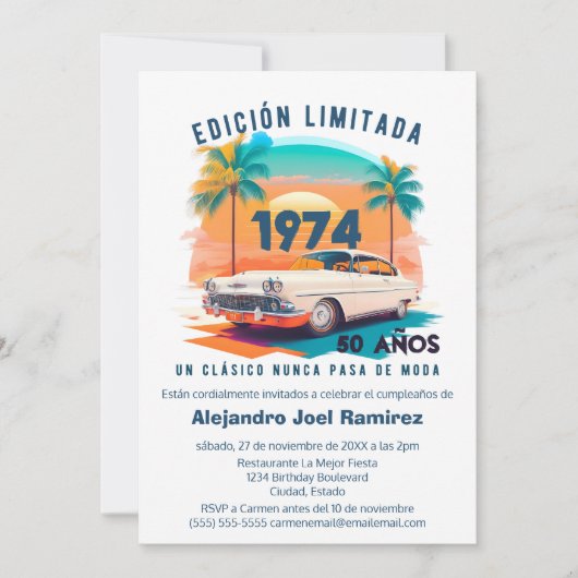 Spaans Retro Classic Car  Elke Leeftijd Verjaardag Kaart (Voorkant)