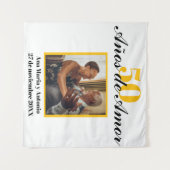 Spaans Retro Zwart Goud 50ste Huwelijksverjaardag Wandkleed (Voorkant (horizontaal))