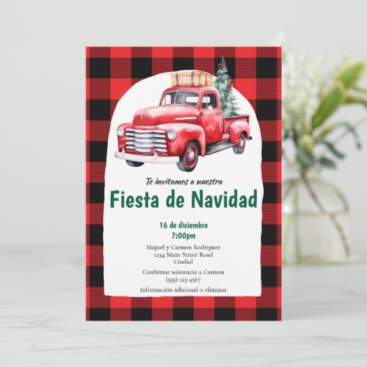 Spaans Rode Fiesta de Navidad Kerstfeest Kaart (Staand voorkant)