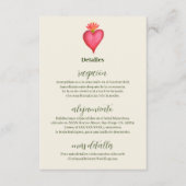 Spaans, Rode Hart & Bloem Mexicaanse Bruiloft Informatiekaartje (Voorkant)