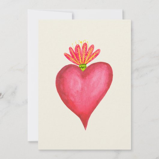 Spaans, rood hart en bloem Mexicaanse bruiloft Kaart (Achterkant)