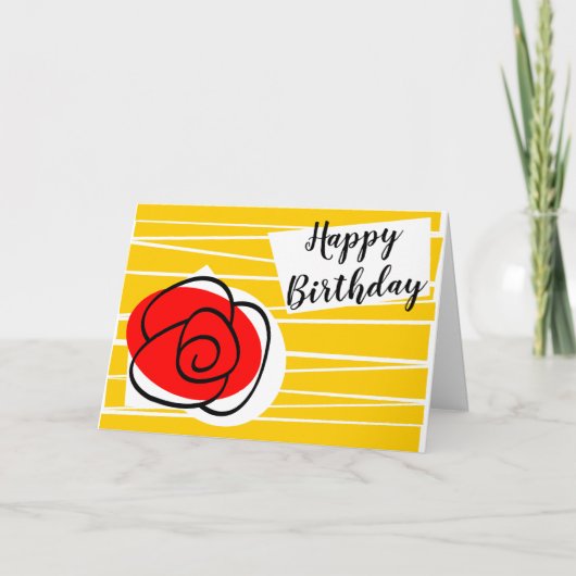 Spaans Roos Birthday-landschap Kaart (Voorkant)