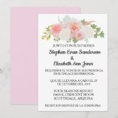 Spaans Roos Blush Pink Ivory Waterverf Kaart (Voorkant / Achterkant)