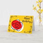 Spaans Roos Corners Birthday-landschap Kaart (Gele Bloem)
