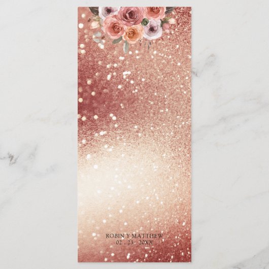 Spaans, Roos Goud en Blush Roze Bloemen Menu (Achterkant)