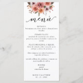 Spaans, Roos Goud en Blush Roze Bloemen Menu (Voorkant)