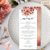 Spaans, Roos Goud en Blush Roze Bloemen Menu