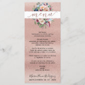 Spaans, Roos goudpasta Floral Quinceañera Menu (Voorkant)
