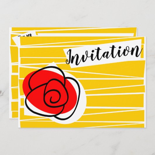 Spaans Roos Invitation horizontaal Kaart (Voorkant / Achterkant)